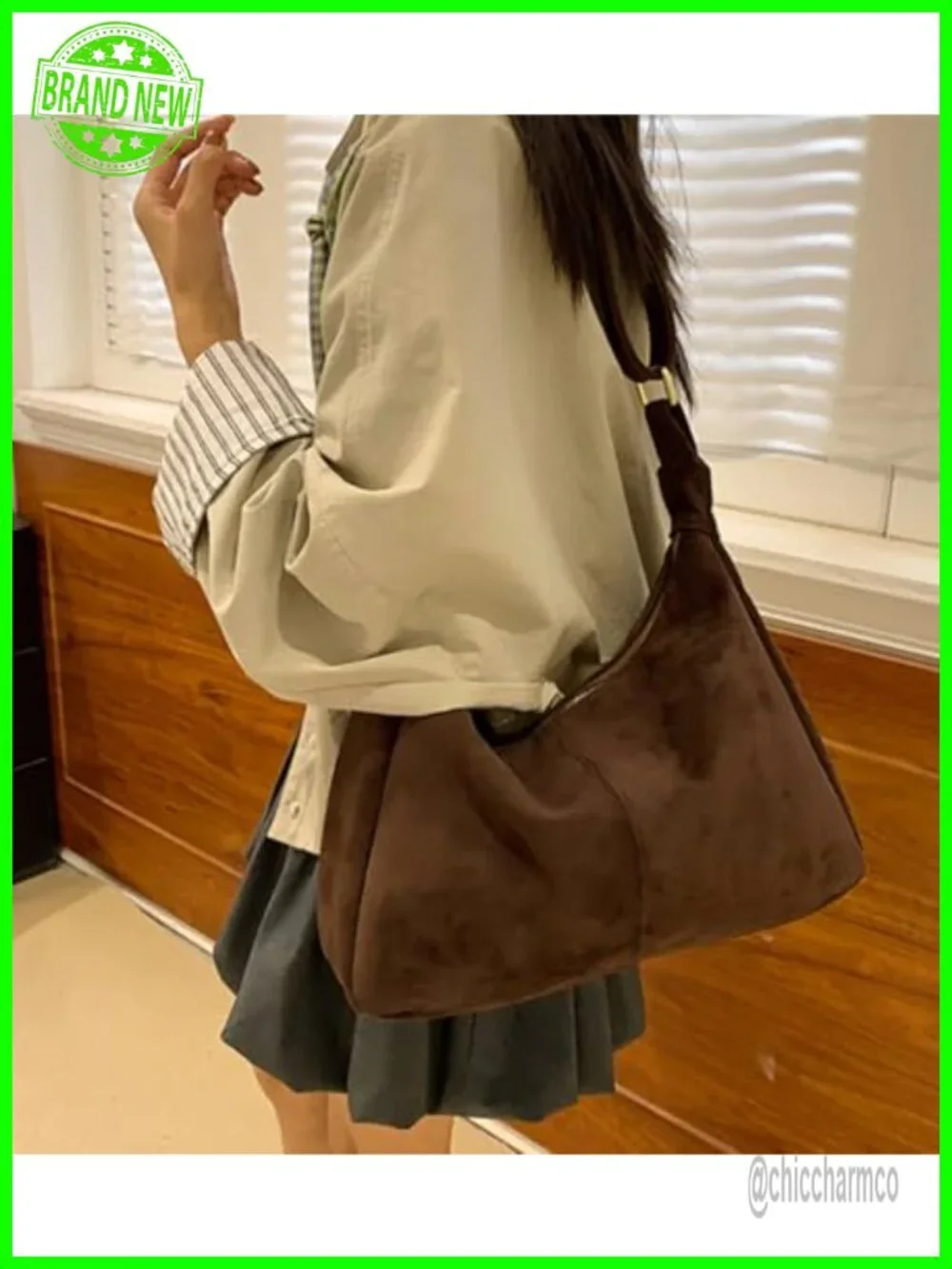 Slouchy Suede Hobo Bag Underarm Shoulder Crossbody Purse